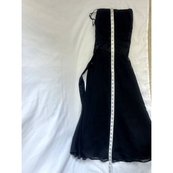 Black Cocktail Midi Dress Chiffon LBD Witchy Romantic Formal Datenight Flare M - Picture 9 of 9